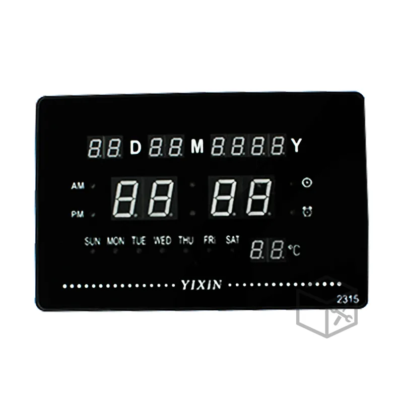 Horloge murale LED numérique pour bureau, salon, cuisine avec calendrier et température
